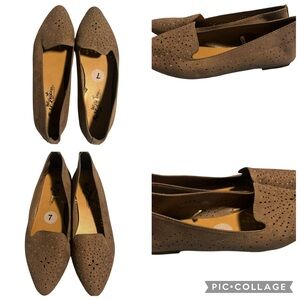 Brown Perforated Women's Loafers. Size 7